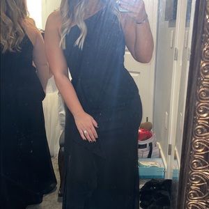 David’s bridal one shoulder side slit dress